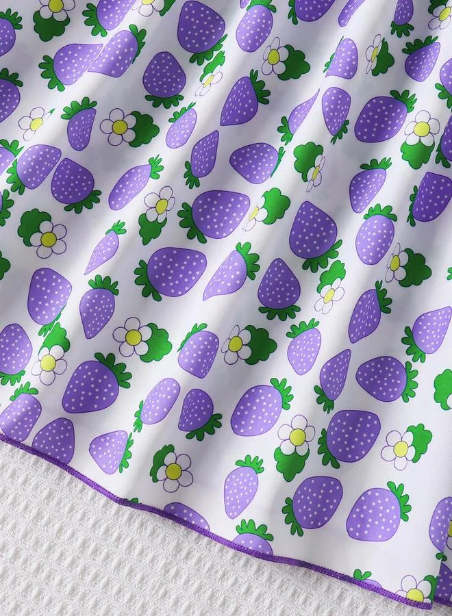 Take Two white with purple strawberry print Girls Strawberry Print Strappy Dress for Women | Best Price UAE