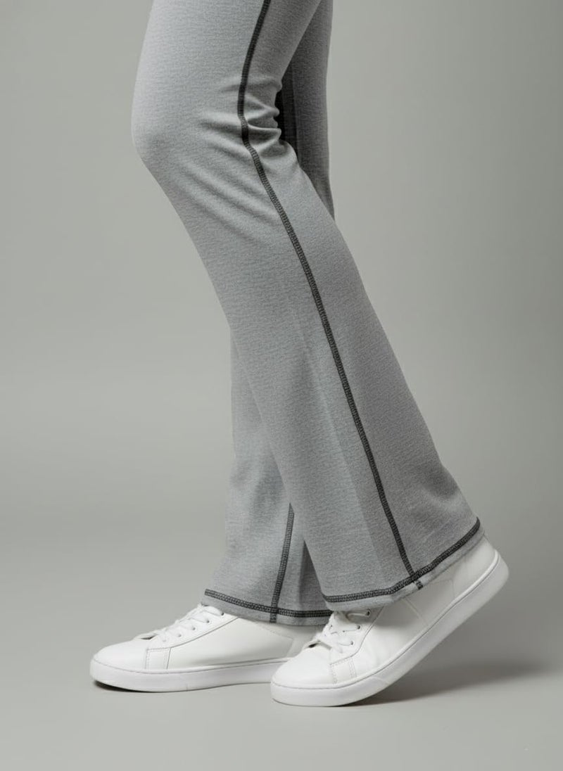 Mehrang Women's Flare Leggings High Waisted Sweatpants Bell Bottoms Bootcut Tummy Control Yoga Pants, Comfortable Workout Stretchy Bottoms (in, Alpha, L, Regular, Standard, Light Grey) - Image 3