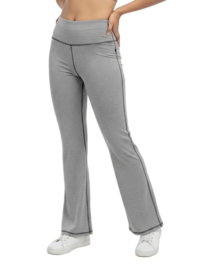 Mehrang Women's Flare Leggings High Waisted Sweatpants Bell Bottoms Bootcut Tummy Control Yoga Pants, Comfortable Workout Stretchy Bottoms (in, Alpha, L, Regular, Standard, Light Grey) - Image 1
