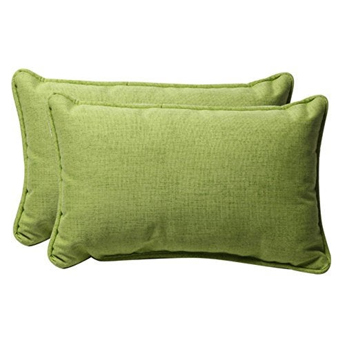 Pillow Perfect Pompeii Solid Indoor/Outdoor Lumbar Pillow Plush Fill, Weather and Fade Resistant, Lumbar - 11.5" x 18.5",, Green, 2 Count - Image 1