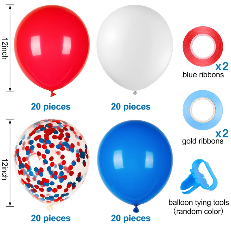 JOYYPOP 80Pcs Red White and Blue Latex Balloons with Confetti Balloons for 4th of July Decorations Independence Day Patriotic Anniversary - Image 3