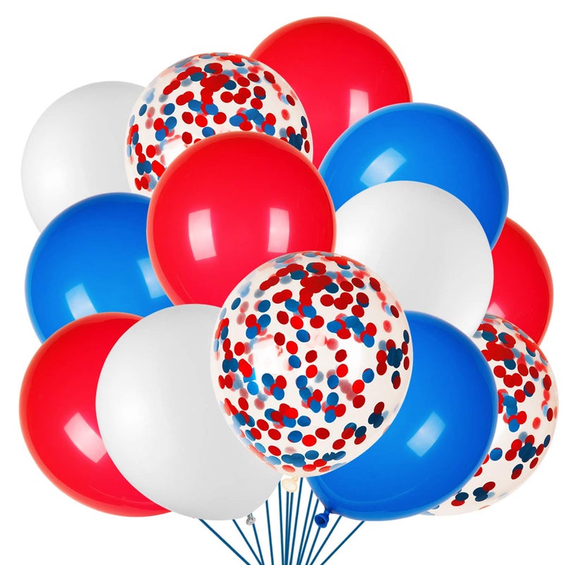 JOYYPOP 80Pcs Red White and Blue Latex Balloons with Confetti Balloons for 4th of July Decorations Independence Day Patriotic Anniversary - Image 1
