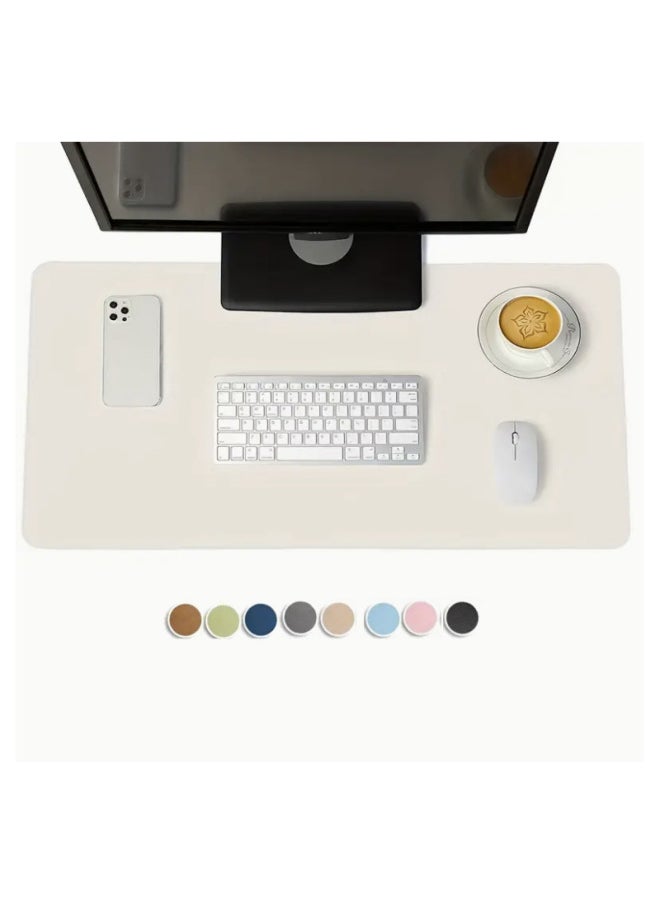 Mouse Pad Oversized Girls Computer Desk Mat Office Desktop Leather Desk Mat Solid Color Advanced Sense Waterproof Dirty-Resistant Eye Protection-Color:60*120cm-Pattern:Soft Off-white (pattern Size Can Be Customized Freely)