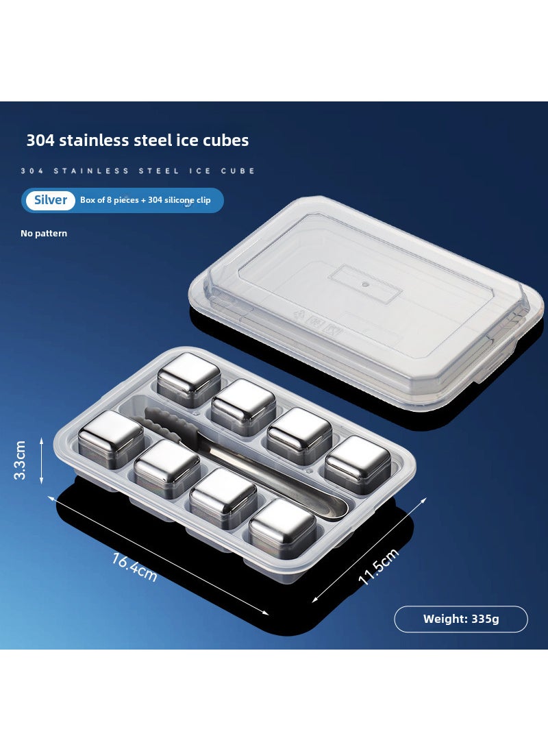 Generic Stainless Steel Whiskey Ice Stones Set 8-Pack + clip/no drawing 