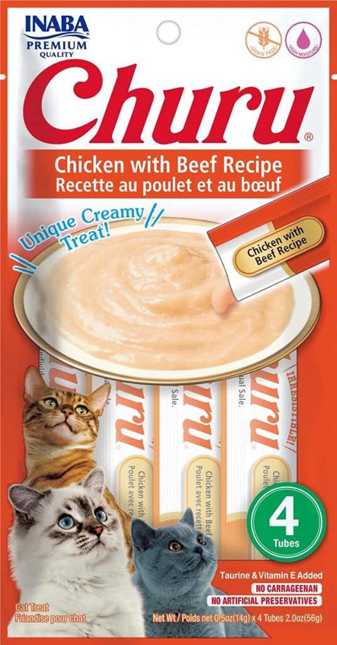 INABA Churu Cat Treats, Chicken with Beef 4 * 14 g - Image 1