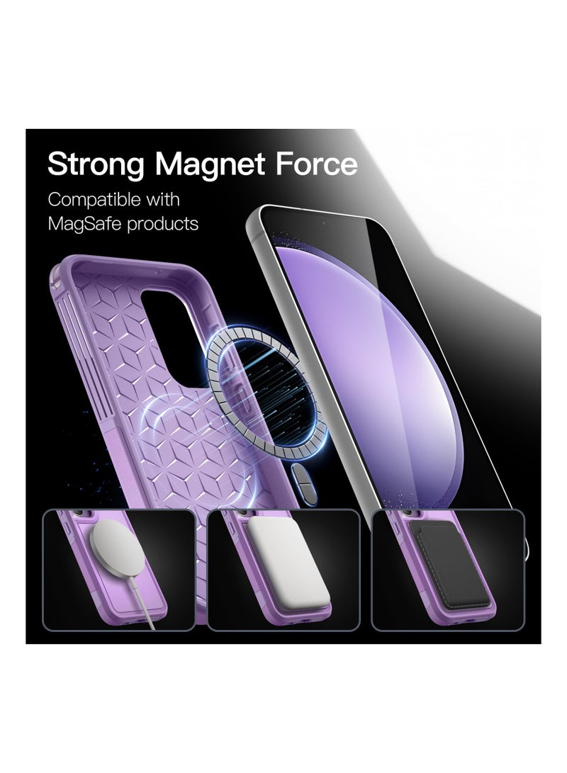 جي تيك حافظة لهاتف سامسونج جالاكسي S23 FE مقاس 6.4 بوصة متوافقة مع ملحقات MagSafe، طبقة مزدوجة شديدة التحمل، حماية قوية ضد الصدمات، غطاء مغناطيسي للهاتف أرجواني فاتح - Image 5