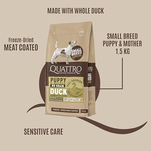 Quattro Super Premium Puppy/Breeder Dog Food for Mini Breeds - Duck, 1.5 kg - Image 2