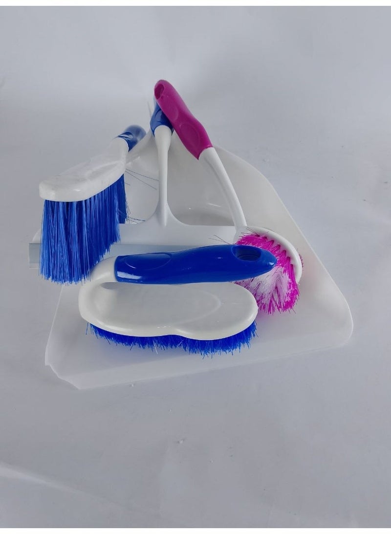5-piece broom set (broom - brush - glass wiper - tile brush - carpet brush) in multiple colors, excellent quality - Image 1