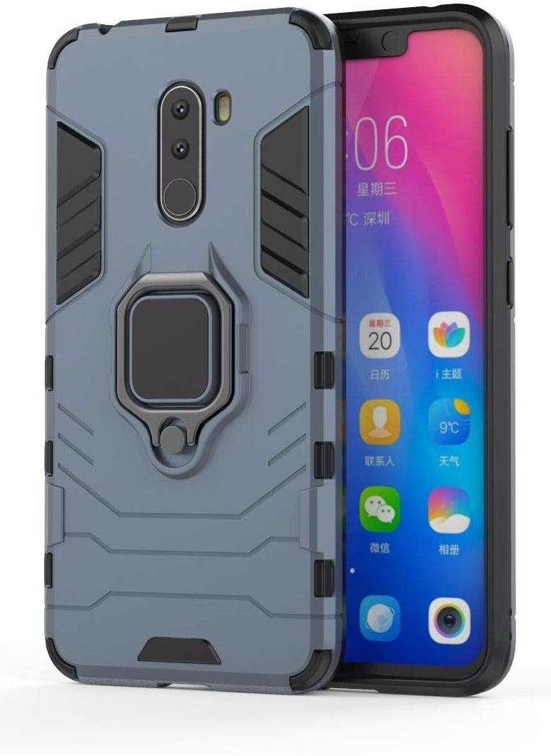 Generic - pocophone f1 Cover Design Protective Case With 360 Degree Rot - Blue - Image 1