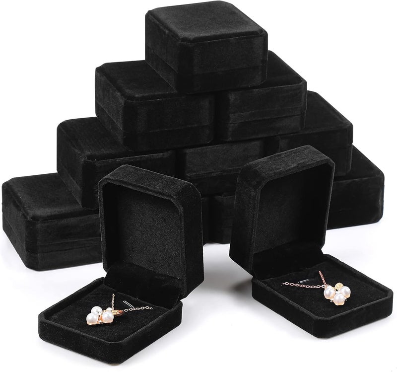 Sureio 18 Pcs Jewelry Box for Necklace Pendant Box 335 x 275 x 157 Inch Black Necklace Box for Jewelry Gift Velvet Jewelry Case Gift Boxes for Valentine Proposal Wedding Engagement Birthday - Image 1