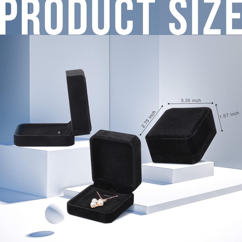 Sureio 18 Pcs Jewelry Box for Necklace Pendant Box 335 x 275 x 157 Inch Black Necklace Box for Jewelry Gift Velvet Jewelry Case Gift Boxes for Valentine Proposal Wedding Engagement Birthday - Image 2