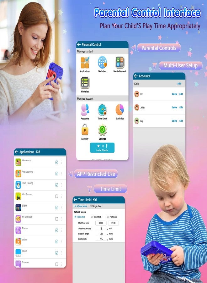 VATOS Kids Smart Phone Toy for Girls Boys 3 4 5 6 7 8 9 Years Old, 4" Large Touchscreen Spider Style Kids Cell Phone with Dual Camera, Music Player, Puzzle Game, 8GB Memory Learning Toy Birthday Gift - Image 5