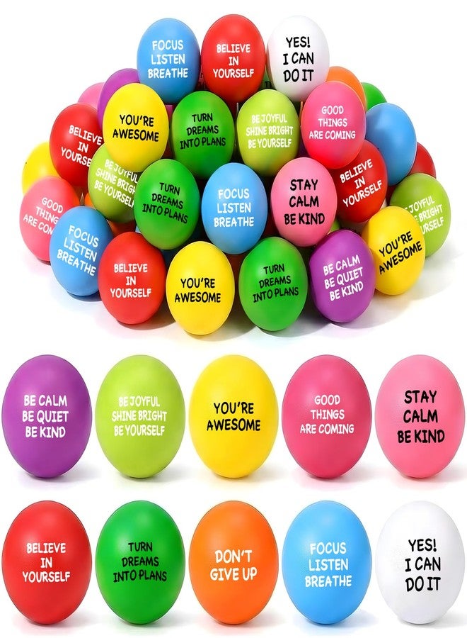 WELLVO 108 Pack Motivational Stress Balls Bulk for Adults, Ten Colorful Foam Anxiety Relief Fidget Squeeze Toys with Inspirational Quotes, Office Appreciation Gifts, Classroom Rewards, Easter Basket Stuffers - Image 1
