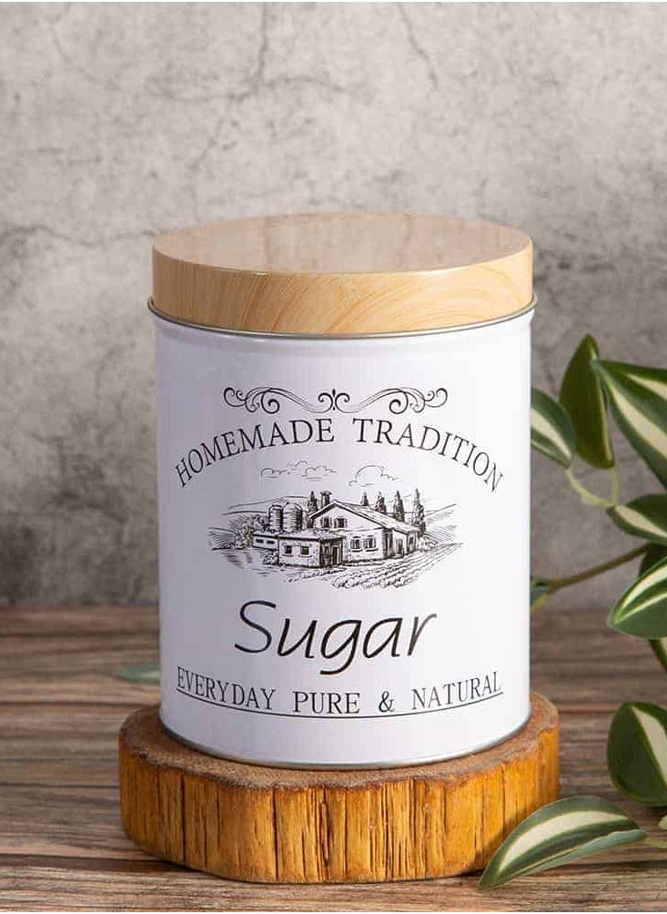 Generic White Shades Tea, Coffee & Sugar Jars with Dark Wood Shades for Kitchen, Set of 3. The new generation of vintage French country house decor.  - Image 5