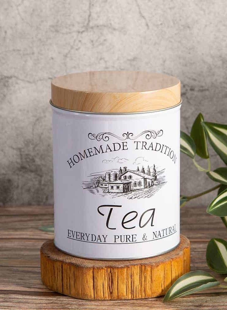 White Shades Tea, Coffee & Sugar Jars with Dark Wood Shades for Kitchen, Set of 3. The new generation of vintage French country house decor.