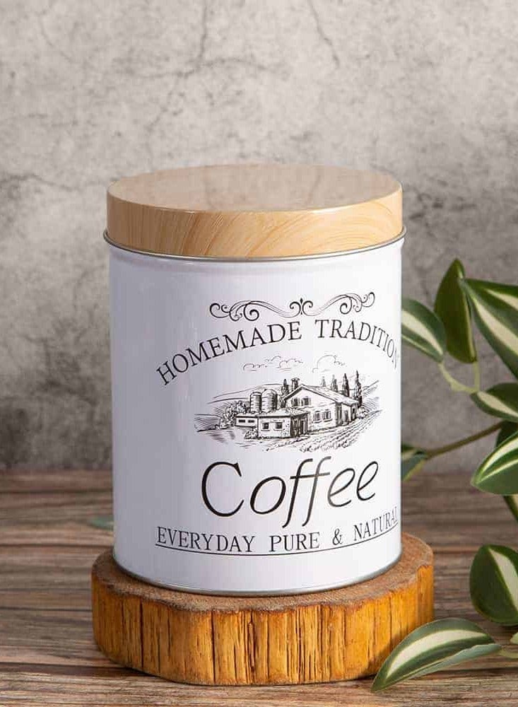 White Shades Tea, Coffee & Sugar Jars with Dark Wood Shades for Kitchen, Set of 3. The new generation of vintage French country house decor.