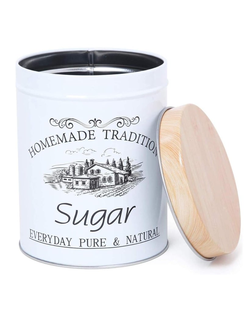White Shades Tea, Coffee & Sugar Jars with Dark Wood Shades for Kitchen, Set of 3. The new generation of vintage French country house decor.