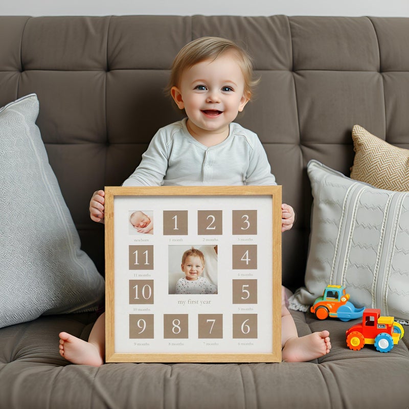 Kate & Milo My First Year Picture Frame, Baby's First Twelve Months Photo Collage and Gender Neutral Keepsake, Ideal for Baby Shower, New Mom Gift and Nursery Decor, Wood - Image 5