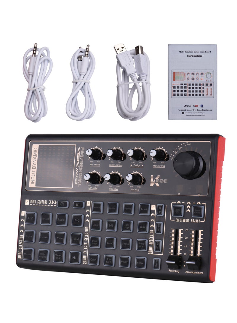 SK300 Live Sound Card External Voice Changer Audio Mixer Built-in Rechargeable Battery Multiple Sound Effects for Live Streaming Music Recording Smartphone Computer Game Karaoke  - Image 5
