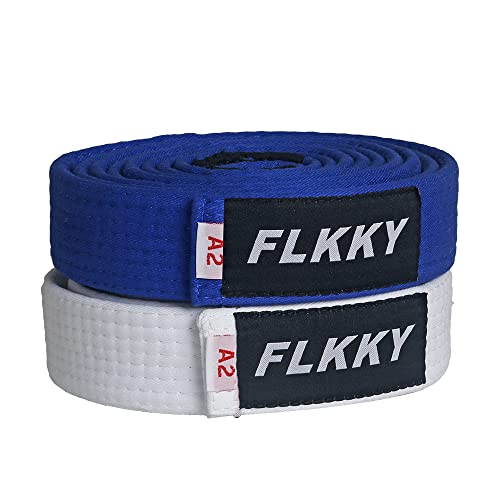 FLKKY BJJ Belt for Kids and Adult,Brazilian Jiu Jitsu Belt with Sleeve Bar for Ranking Stripes IBJJF Competition Approved - Image 1