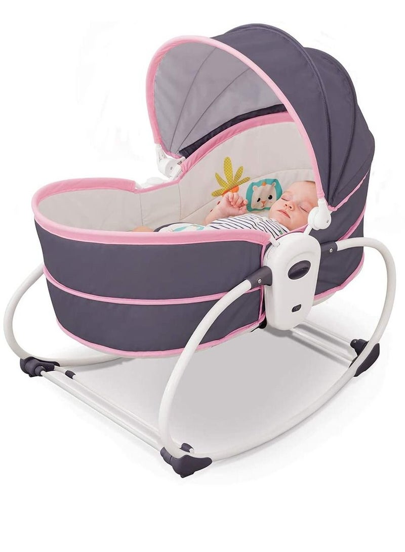 Portable Baby Rocking Bassinet, 5 in 1 Gliding Swing Cradle With Music and Toys, Multi-Functional Infant Crib Travel Sleeping Chair with Adjust and Detach Canopy - Image 3