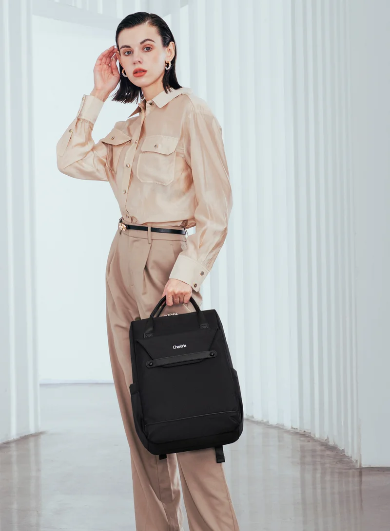 Chantria Casual Laptop Backpack for Women Water Resistant Multifunctional Polyester Daypack for Office/School/College/Travel, CB00618 - Black