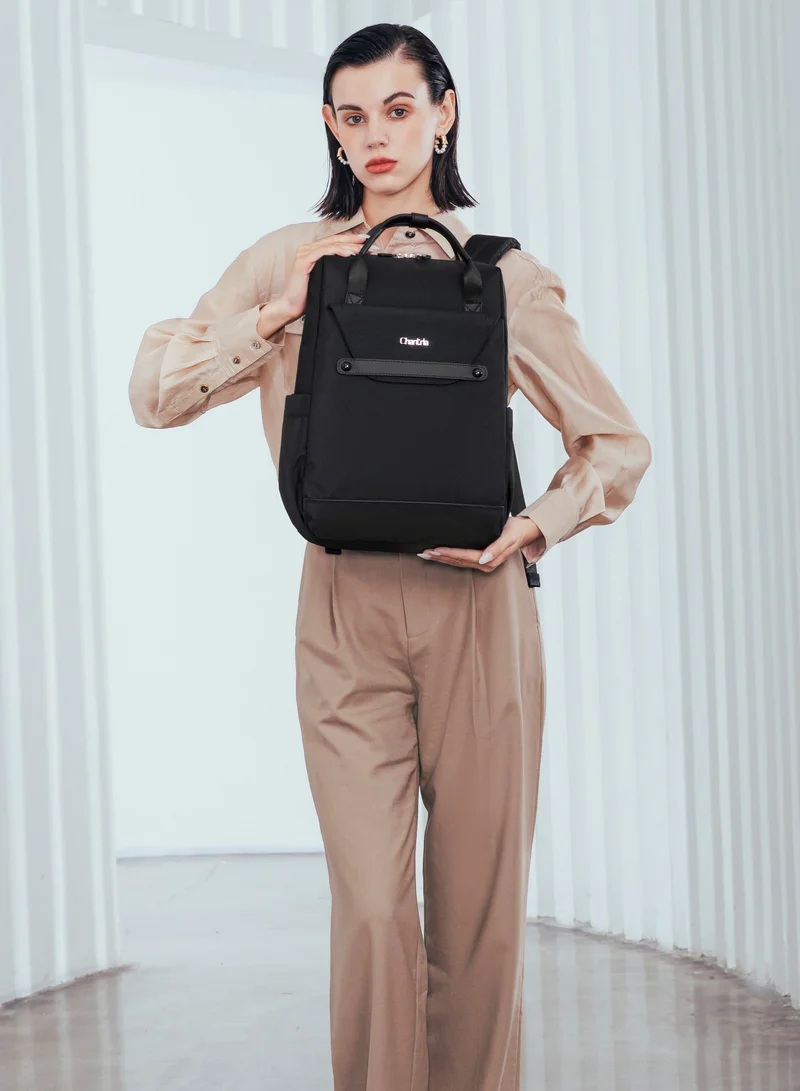 Chantria Casual Laptop Backpack for Women Water Resistant Multifunctional Polyester Daypack for Office/School/College/Travel, CB00618 - Black