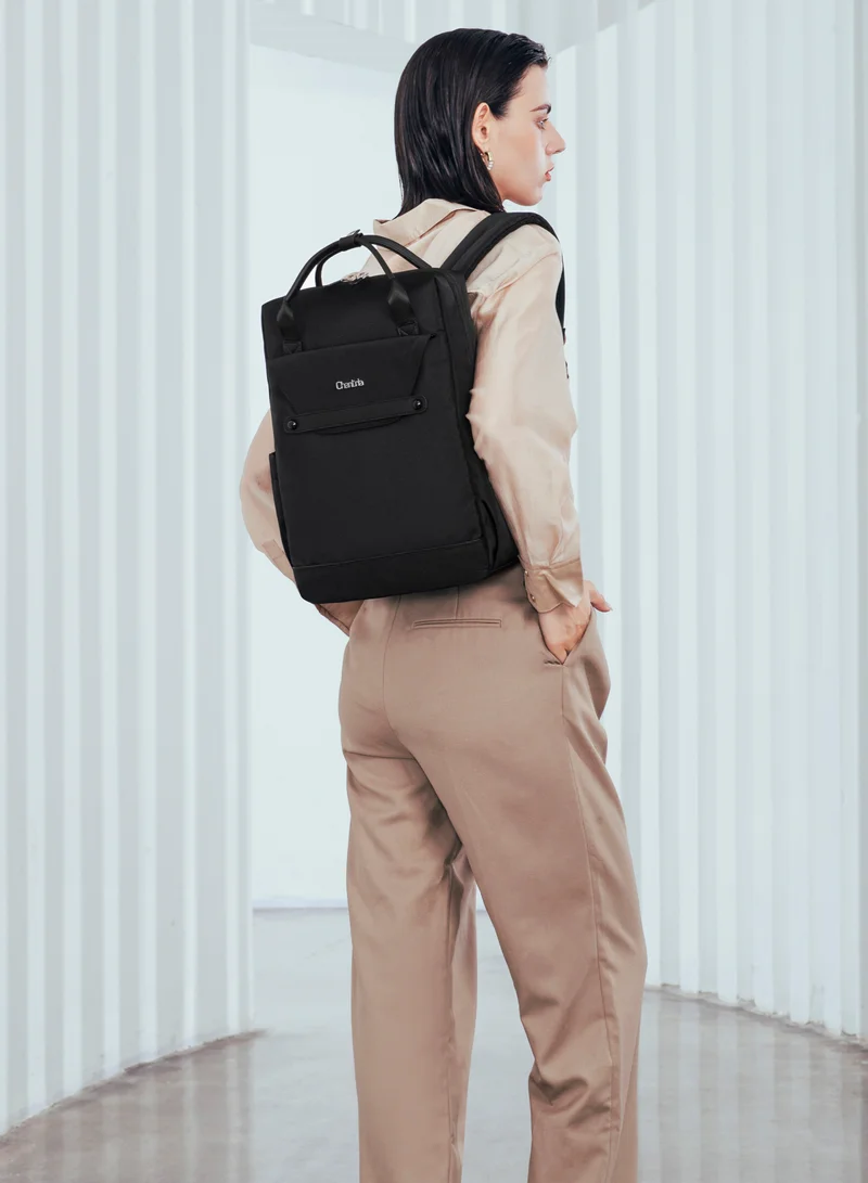 Chantria Casual Laptop Backpack for Women Water Resistant Multifunctional Polyester Daypack for Office/School/College/Travel, CB00618 - Black