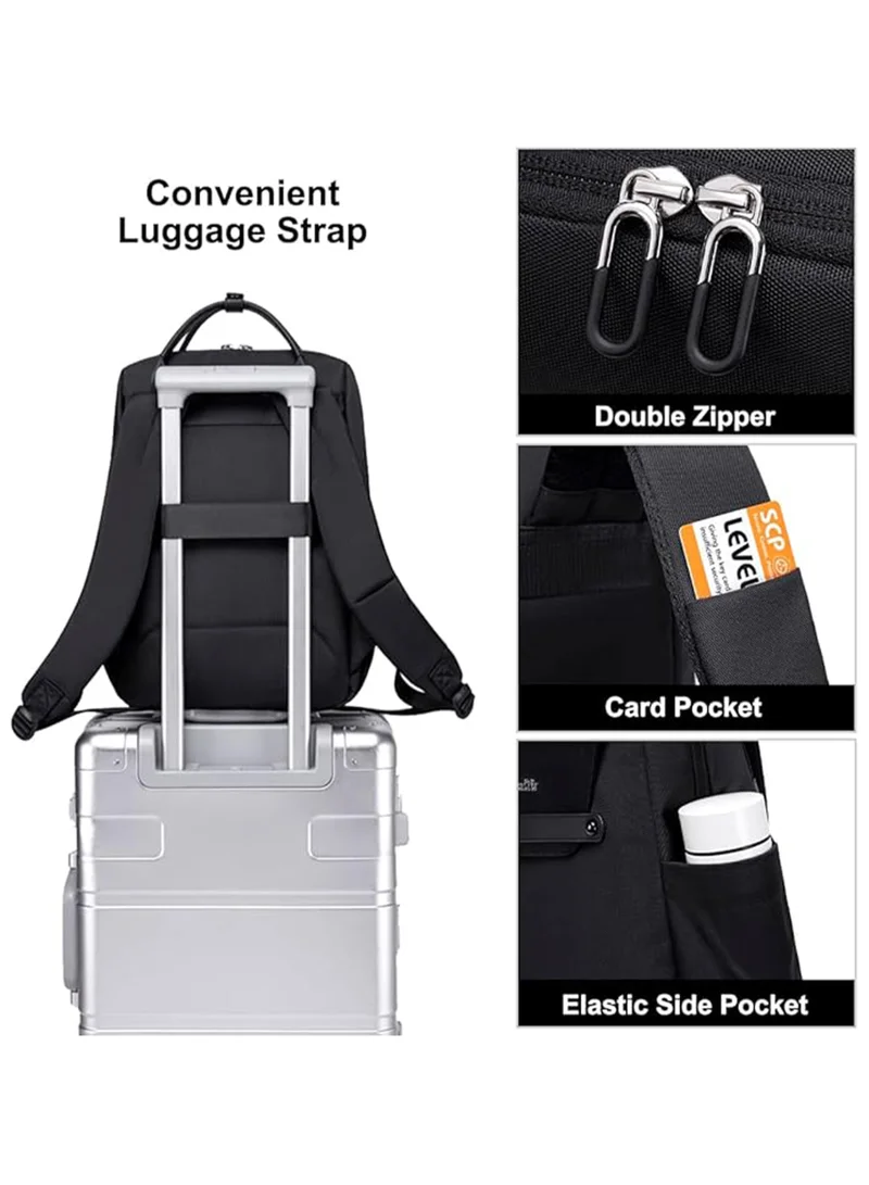 Chantria Casual Laptop Backpack for Women Water Resistant Multifunctional Polyester Daypack for Office/School/College/Travel, CB00618 - Black