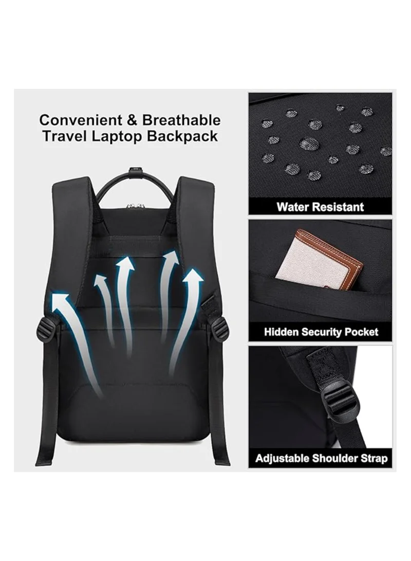 Chantria Casual Laptop Backpack for Women Water Resistant Multifunctional Polyester Daypack for Office/School/College/Travel, CB00618 - Black