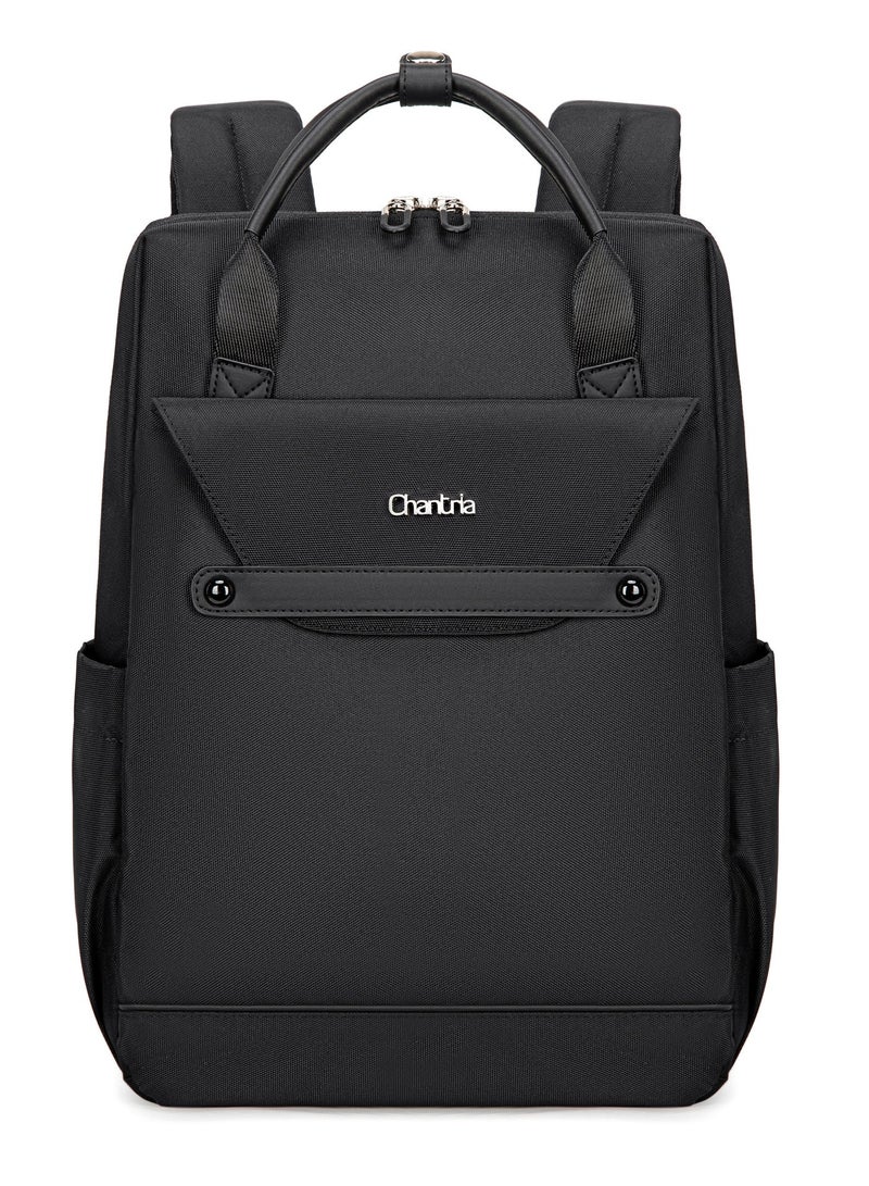 Chantria Casual Laptop Backpack for Women Water Resistant Multifunctional Polyester Daypack for Office/School/College/Travel, CB00618 - Black - Image 1