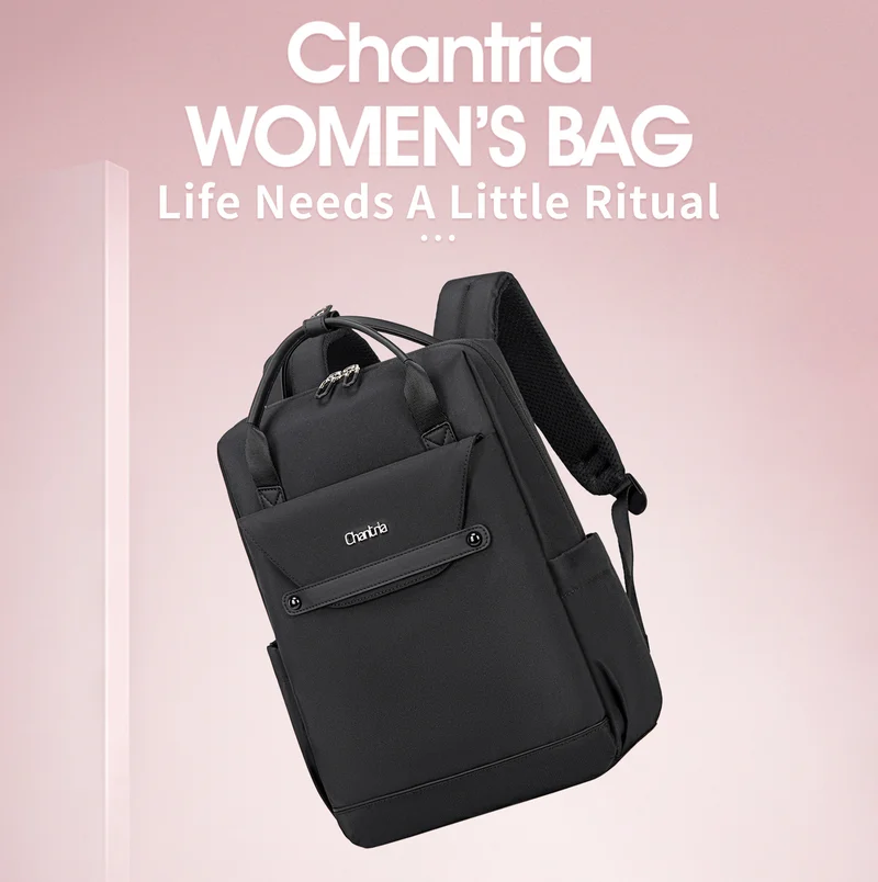 Chantria Black Casual Laptop Backpack for Women Water Resistant Multifunctional Polyester Daypack for Office/School/College/Travel, CB00618, Black for Women | Best Price UAE
