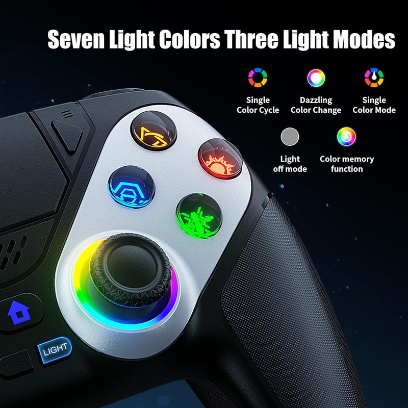 Gamrombo جهاز تحكم لاسلكي Gamrombo LED لـ PS5، متوافق مع PS5 Pro/Slim/PC، اهتزاز مزدوج، وظيفة ماركو/توربو، مقبس صوت 3.5 مم، تحكم حركة 6 محاور مع مكبر صوت - Image 4