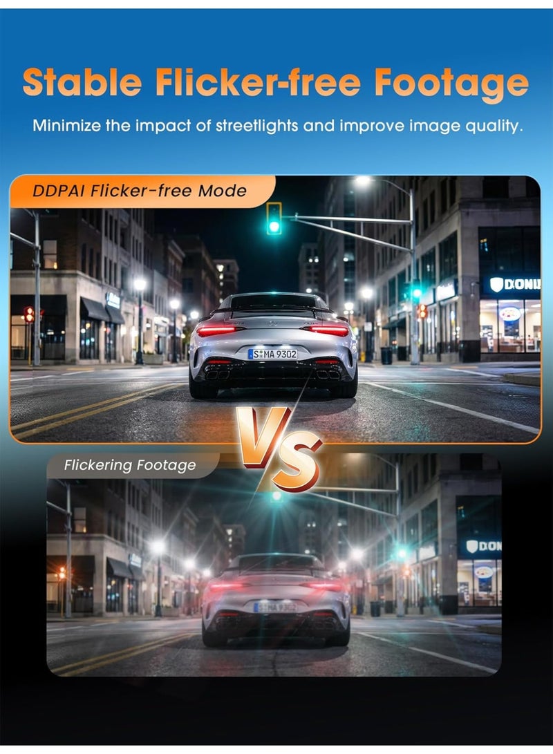 DDPAI Z60T 3-Channel Dash Cam for Cars, 4K Front 2K Inside 1080P Rear HDR, 64GB Card, 3" IPS, 5G WiFi6, GPS - Image 5
