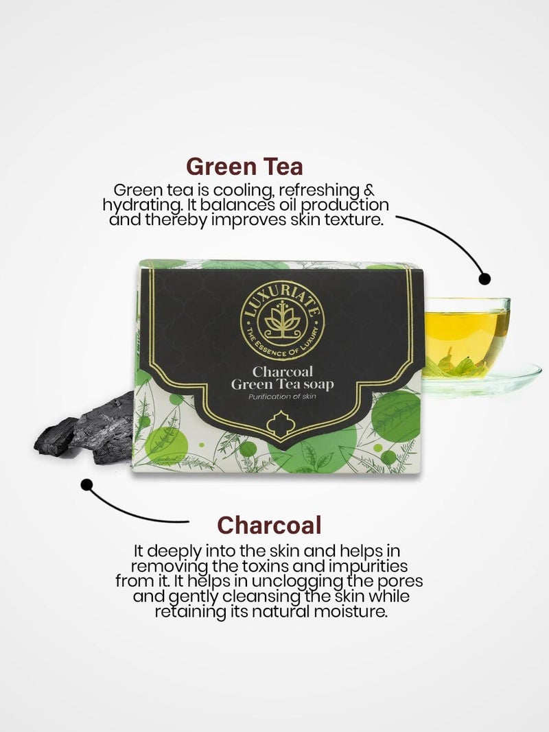 LUXURIATE Combo of Aloe Vera Basil Charcoal Green Tea Rose Soap 125gm Pack of 4 Luxury Premium Soap Natural Soap Handmade Organic Soap - Image 3
