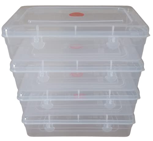 NAKODA Galaxy Clear Plastic Container for Storage - Standard Size - Organizer Box with Attached Lid (4 Pcs Set) - 9.25(L) x 6.10(W) x 2.40(H) inches - Image 5