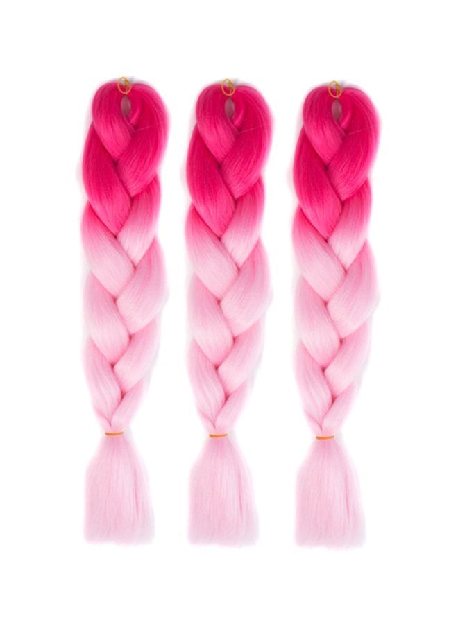 NIBEMINENT 3-Piece Gradient Long Braid Wavy Wigs Rose/Pink 60x4x2cm - Image 1