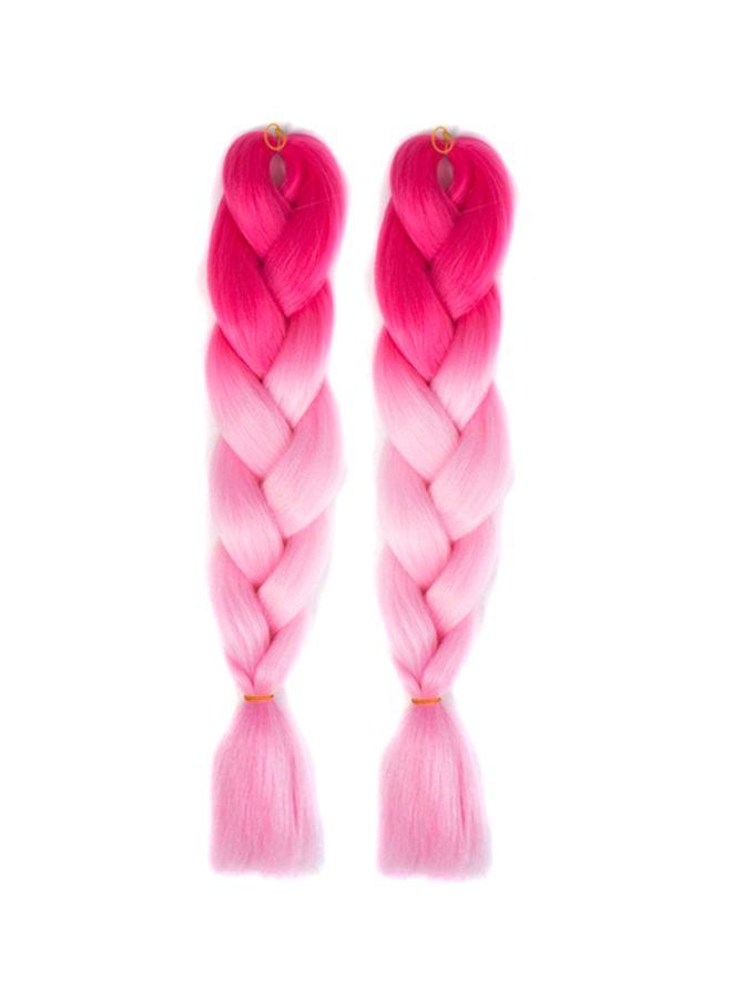 NIBEMINENT 3-Piece Gradient Long Braid Wavy Wigs Rose/Pink 60x4x2cm - Image 2