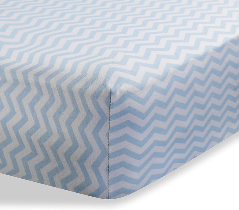 Abstract Jersey Cotton Knit Cradle Sheets - Ultra Soft Cradle Sheets Fitted 18" x 36" for Boys Girls Baby - Universal - Snug Fitted 6" Deep Pocket - Cotton - 18"x36" (Zigzag Blue) - Image 1
