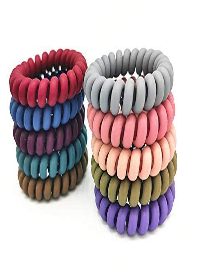 APSAMBR-Spiral Hair Ties,10 PCS Coil Hair Elastics Phone Cord Hair Ties No Crease with 10 Colors for Girls Women - Image 1