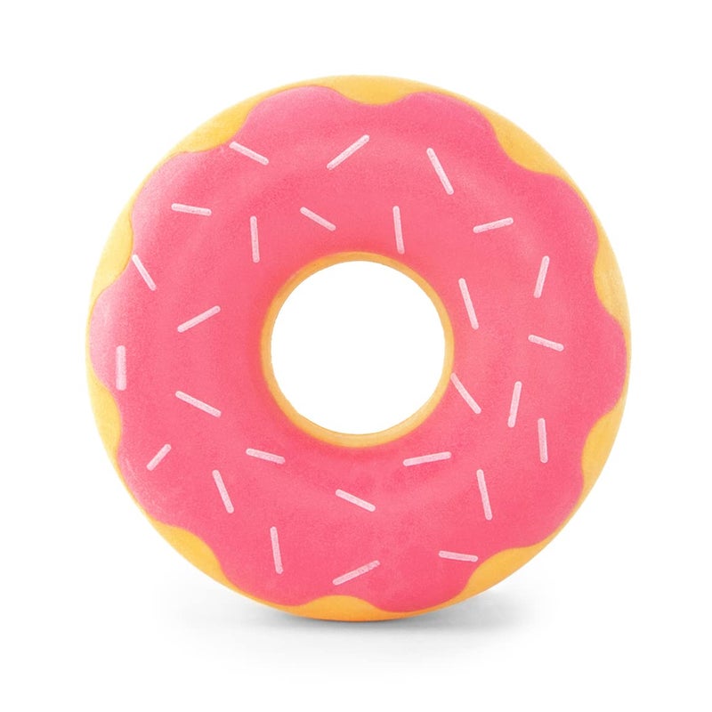 ZippyPaws ZippyTuff Dog Chew Toy - Durable Rubber Chew Ring Toy, Puppy Teething Toys, Tough & Squeaky Toys for Small, Medium, & Large Dogs, Flexible TPR Material - Strawberry Donut - Image 1