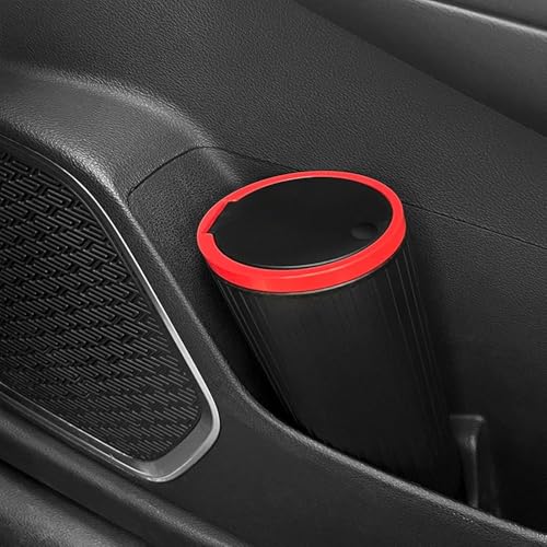 Soko Plastic Carbin Mini Car Trash Can With Lid, Small Portable Garbage Bin, Car Accessories, Leakproof Vehicle Cup Holder Waste Storage - Red, Press-Top - Image 5
