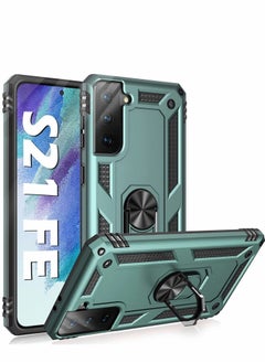 Case for Samsung S21 FE Heavy Duty Hard Armor Military Anti-Fall Shockproof Bumper Rugged with Magnetic Ring Kickstand Cover Galaxy 5G Cases