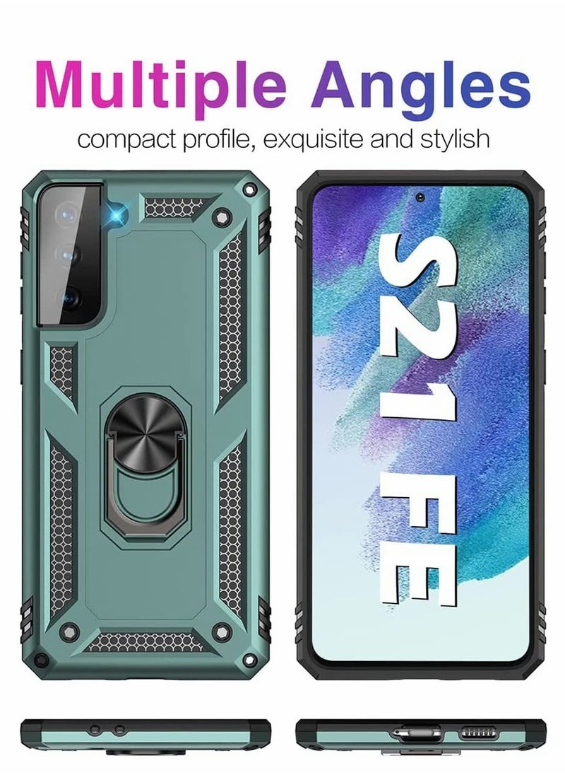SYOSI - Case for Samsung S21 FE Heavy Duty Hard Armor Military Anti-Fall Shockproof Bumper Rugged with Magnetic Ring Kickstand Cover Galaxy 5G Cases - Image 1