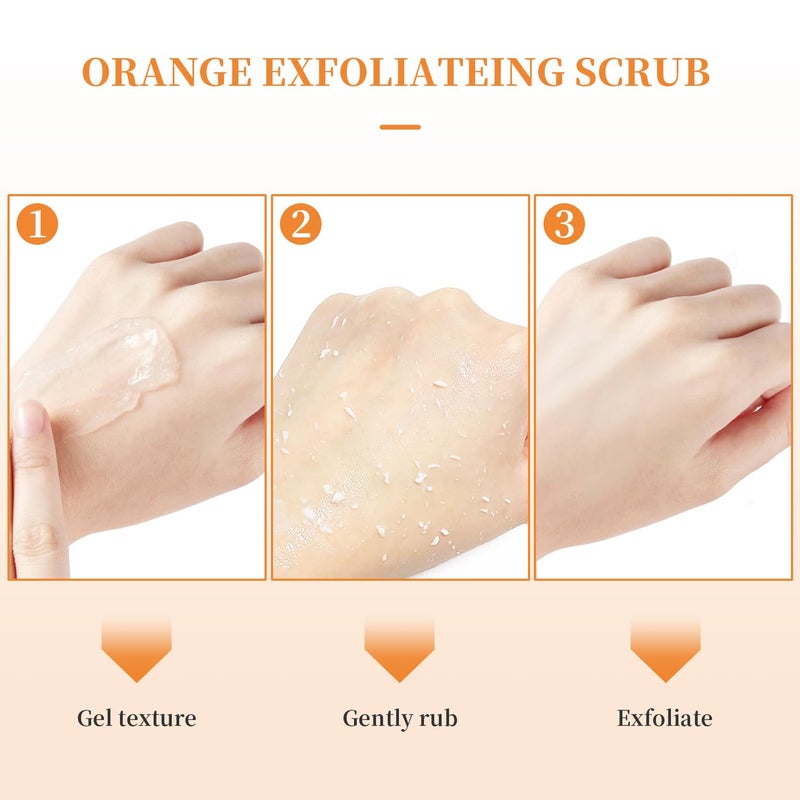 TPTAL Orange Exfoliating Gel Scrub Face Body Skin,Natural Orange Peeling Gel Face Scrub,Deep Cleansing Moisturizing Facial Exfoliator 50g (2PCS) - Image 5