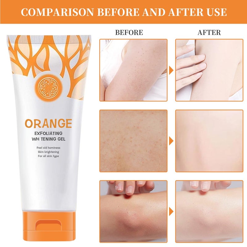 TPTAL Orange Exfoliating Gel Scrub Face Body Skin,Natural Orange Peeling Gel Face Scrub,Deep Cleansing Moisturizing Facial Exfoliator 50g (2PCS) - Image 4