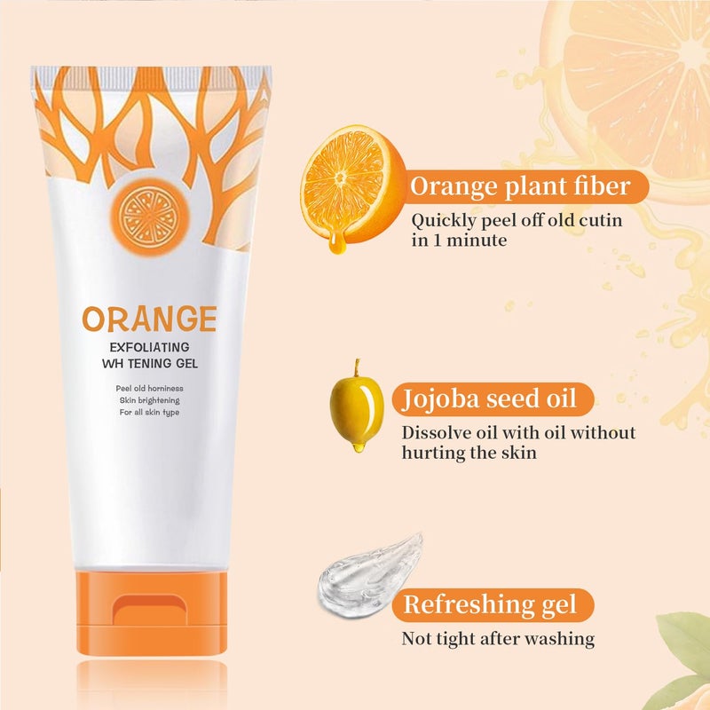 TPTAL Orange Exfoliating Gel Scrub Face Body Skin,Natural Orange Peeling Gel Face Scrub,Deep Cleansing Moisturizing Facial Exfoliator 50g (2PCS) - Image 3