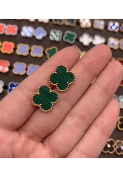 Van Women's four-leaf clover earrings gold-rimmed green gift fashion  - Image 2