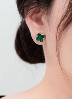 Van Women's four-leaf clover earrings gold-rimmed green gift fashion  - Image 1