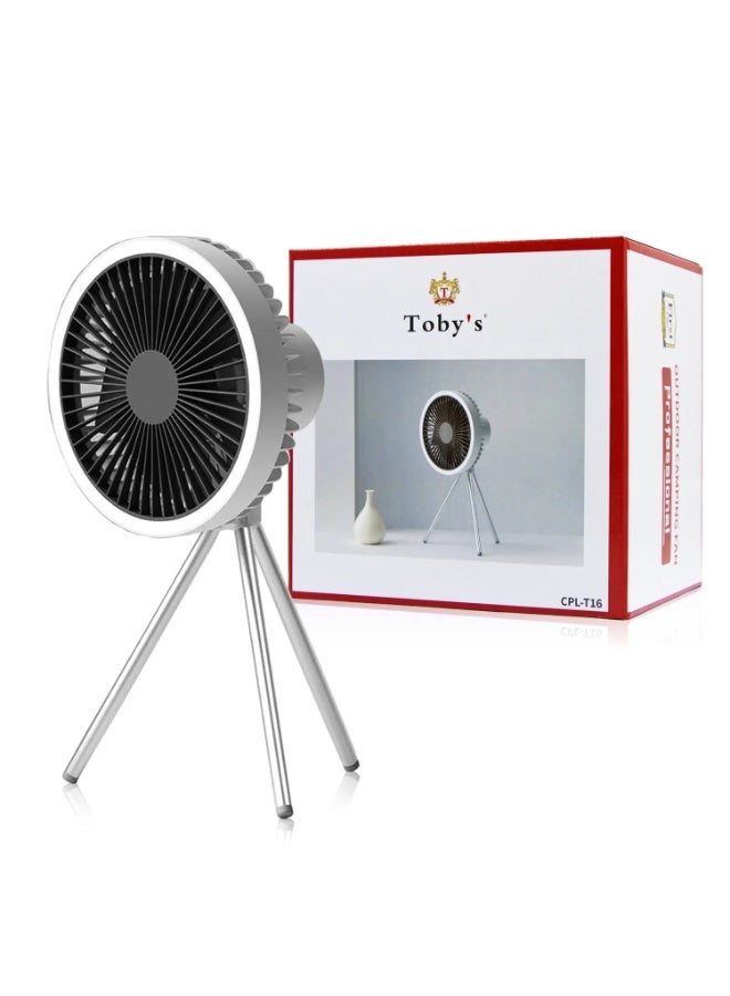 توبيز مروحة ثلاثية القوائم CPL-T16 الجديدة من توبي 3 في 1 مع إضاءة للتخييم في الهواء الطلق (رمادية) - CPL T26 - Image 1